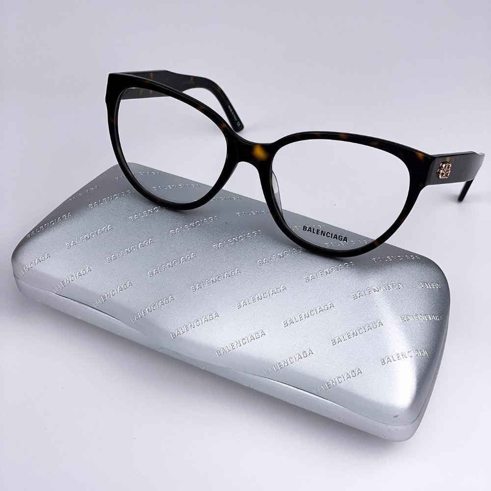 NEW Balenciaga Everyday BB0064O 002 Havana Gold Cat Eye Women Eyeglasses